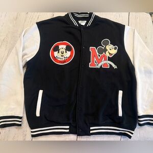 Disney 100 Mickey Mouse Club Black/white Varsity Bomber Jacket Sz XXL Coat As Is
